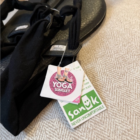 NWT Sanuk Black Yoga Slinglet Sandals - Picture 3 of 5